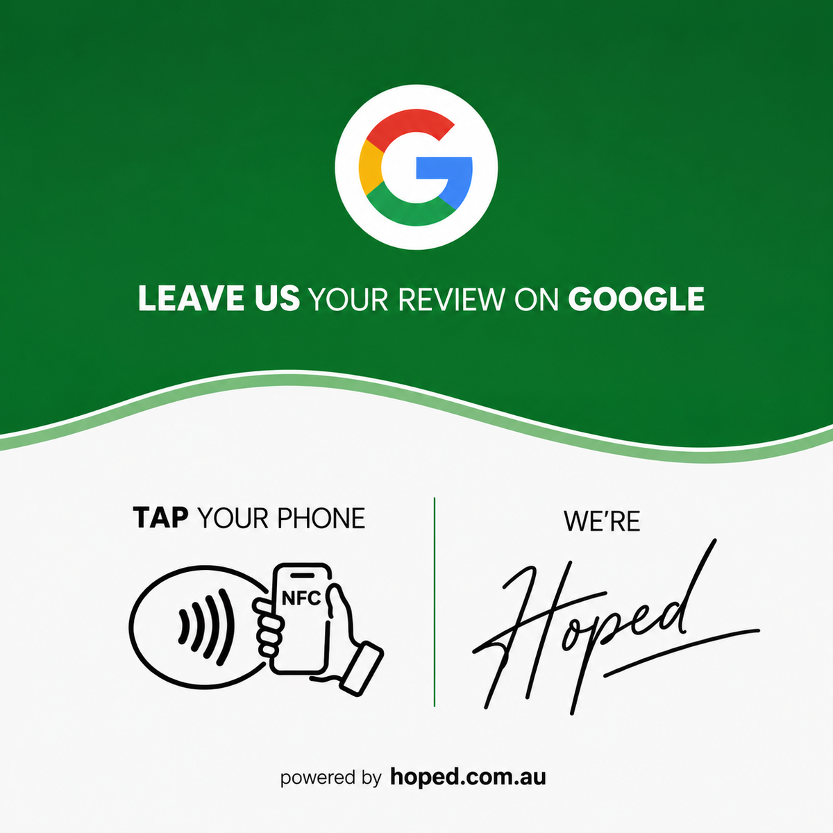 Hoped Google Review NFC Plaque