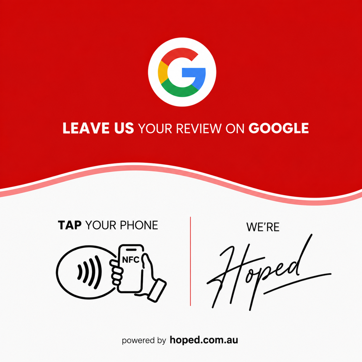 Hoped Google Review NFC Plaque